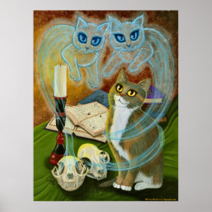Convocation des vieux amis, affiche d'art de chats