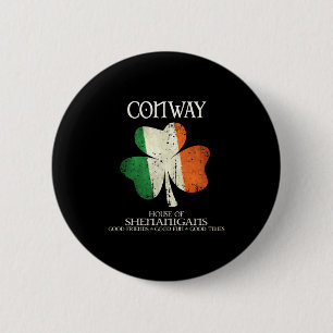 Conway Achternaam Familie Ierland Ierse Huis Van H Ronde Button 5,7 Cm