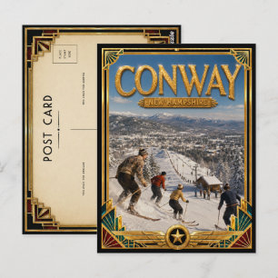 Conway New Hampshire Vintage Art Deco Gouden Tijdp Briefkaart
