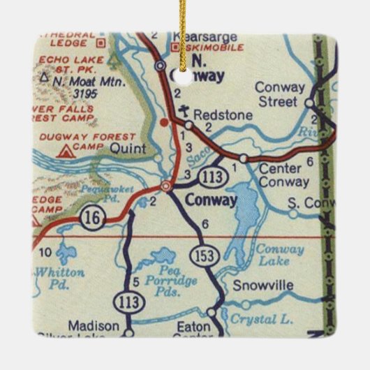 Conway NH  Map Keramisch Ornament (Achterkant)