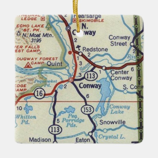 Conway NH Map Keramisch Ornament (Voorkant)