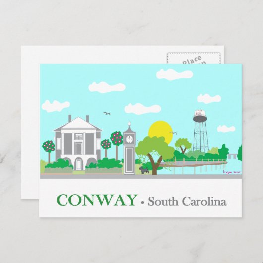 Conway, SC - Charming Briefkaart (Voorkant / Achterkant)