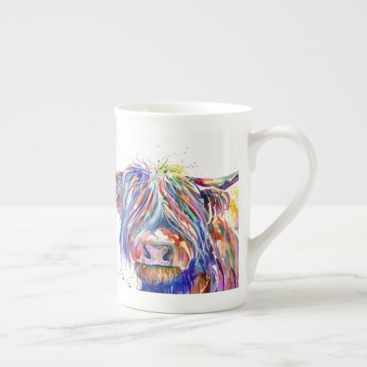 Coo2 Vache Highland écossaise os china mug (Droite)