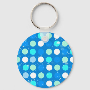 Coo grote blauwe, witte, lichtblauwe stippen sleutelhanger