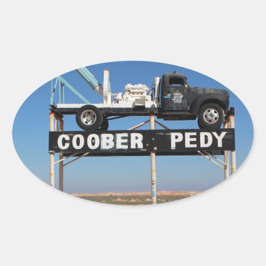 Coober Pedy Outback Australia Souvenir Foto Ovale Sticker (Voorkant)