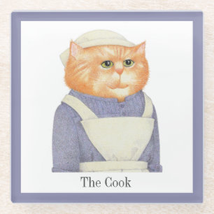 COOK CAT Glass Drink Onderzetter + Tekst