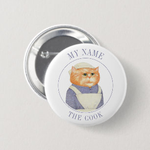 COOK CAT Naambordje Badge Speld Knop II Ronde Button 5,7 Cm