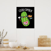 Cook-cumber Grappige Komkommer Pun Donker BG Poster (Keuken)
