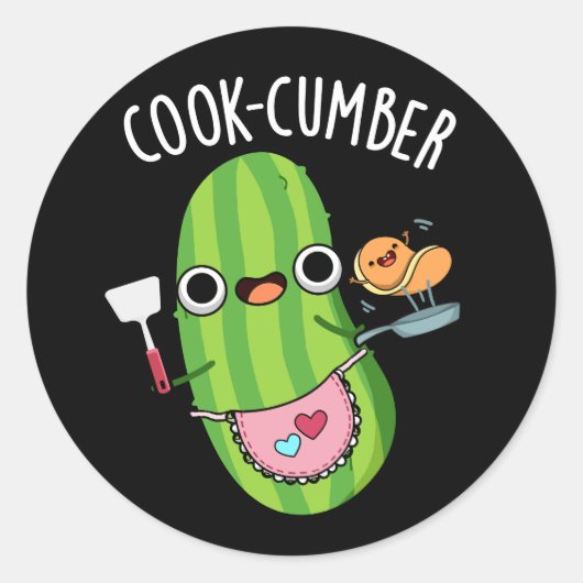 Cook-cumber Grappige Komkommer Pun Donker BG Ronde Sticker (Voorkant)