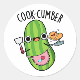 Cook-cumber Grappige komkommerwoordspeling Ronde Sticker