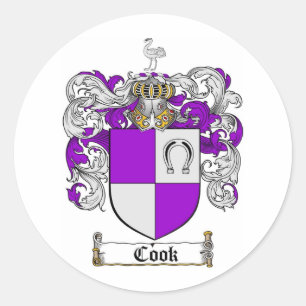 COOK FAMILY CREST - KOKEN WAPEN RONDE STICKER