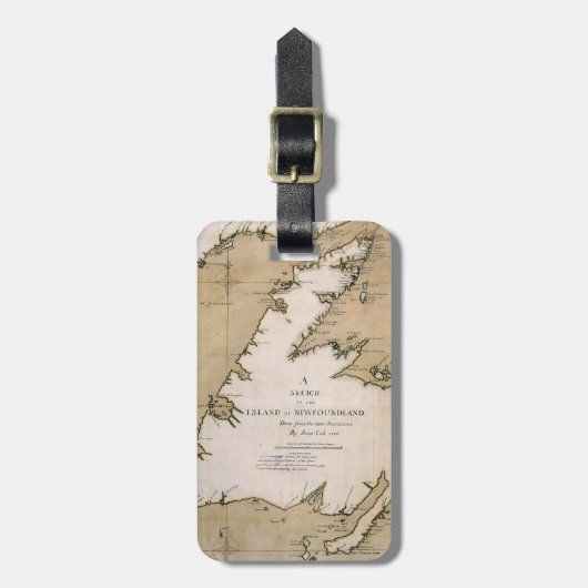 COOK: NEWFOUNDLAND, 1763 BAGAGELABEL (Voorkant verticaal)