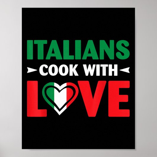 Cook With Love Italian Chef Funny Sayings Quotes Poster (Voorkant)