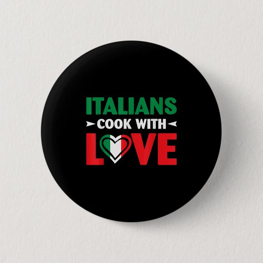 Cook With Love Italian Chef Funny Sayings Quotes Ronde Button 5,7 Cm (Voorkant)
