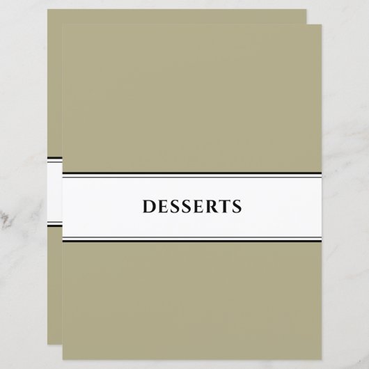 Cookbook Divider | Desserts | Sage Black White (Voorkant / Achterkant)