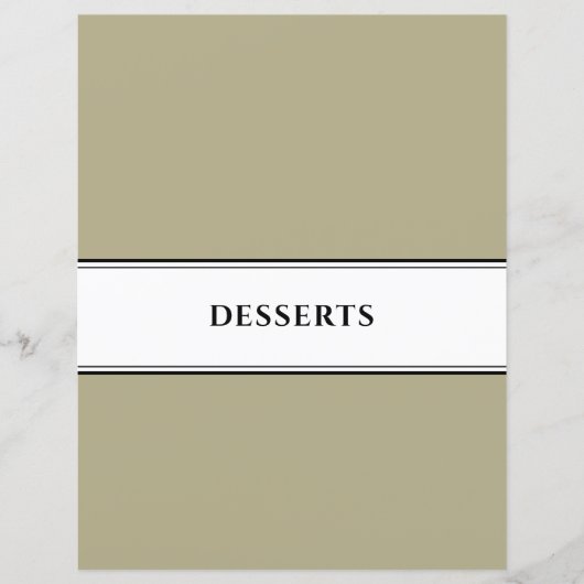 Cookbook Divider | Desserts | Sage Black White (Voorkant)