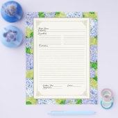 Cookbook Page Blue Hydrangea Lace Floral Formal Flyer (Enkel)