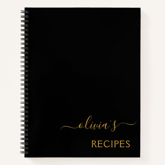 Cookbook Recipe Black Gold Monogram Notitieboek (Voorkant)