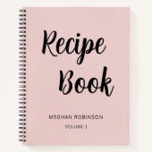 Cookbook Recipe Blush Pink Girly Monogram Notitieb Notitieboek (Voorkant)