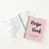 Cookbook Recipe Blush Pink Girly Monogram Notitieb Notitieboek (Binnen)