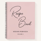 Cookbook Recipe Blush Pink Girly Monogram Notitieb Notitieboek (Voorkant)
