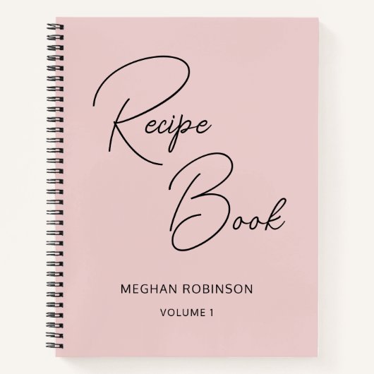 Cookbook Recipe Blush Pink Girly Monogram Notitieb Notitieboek (Voorkant)