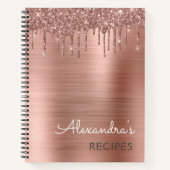 Cookbook Recipe Book Roos Gold Glitter Monogram Notitieboek (Voorkant)