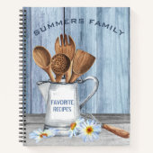 Cookbook Waterverf Ontvangt gereedschap Hout Daisy Notitieboek (Voorkant)
