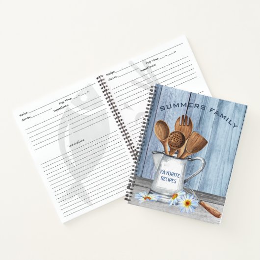 Cookbook Waterverf Ontvangt gereedschap Hout Daisy Notitieboek (Binnen)