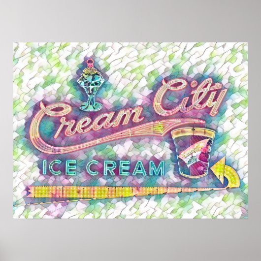 Cookeville, TN Cream City Neon Sign Waterverf Poster (Voorkant)