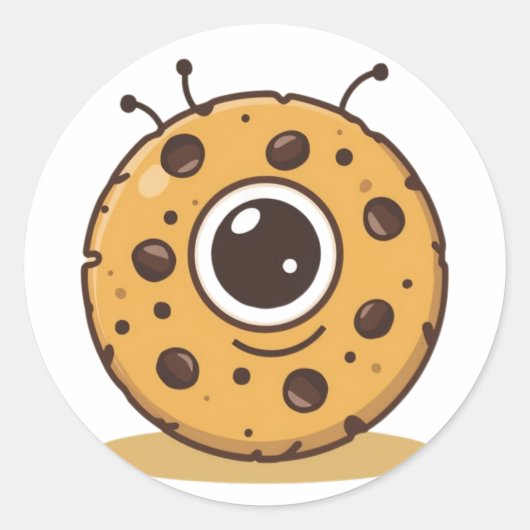 Cookie Alien – Mooie Grappige Dessert Kunst Ronde Sticker (Voorkant)