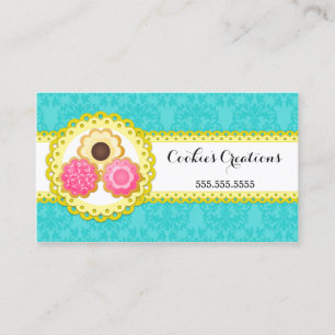 Cookie Bakery Damask Scalloped Border Visitekaartje
