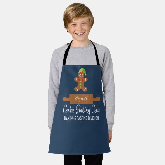 Cookie Baking Crew Blue Christmas Schort (Gedragen)