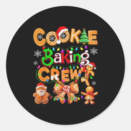 Cookie Baking Crew Cooking Coquette Bow Xmas Ginge Ronde Sticker (Voorkant)