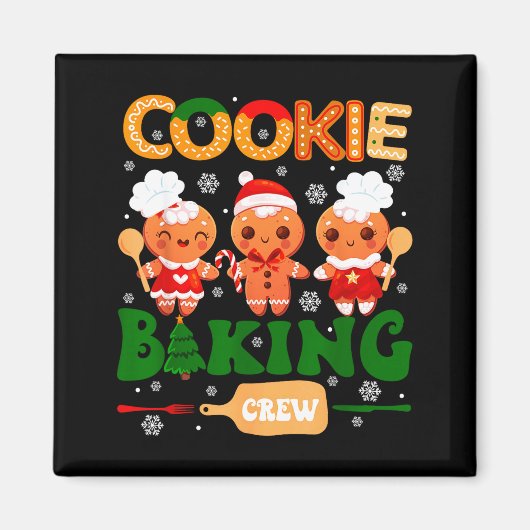 Cookie Baking Crew Gingerbread Cooking Lover Xmas Magneet (Voorkant)