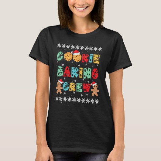 Cookie Baking Crew Gingerbread Men With Xmas Hats  T-shirt (Voorkant)