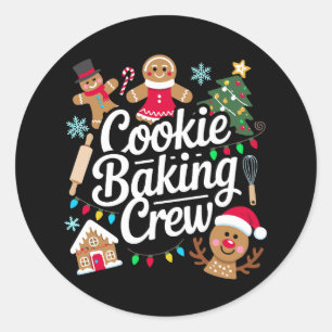 Cookie Baking Crew Kerstmis Gemberkoek Rendier Ronde Sticker
