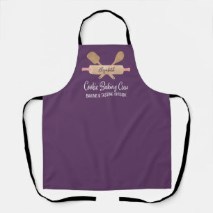 Cookie Baking Crew Paars Kitchen Monogram Naam Schort