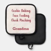 Cookie Baking Face Feeding Cheek Pinching Grandma Pannenlap (Voorkant / Achterkant)