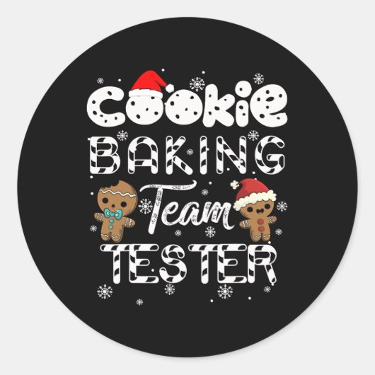 Cookie Baking Team Tester Gingerbrood Kerstmis Ronde Sticker (Voorkant)