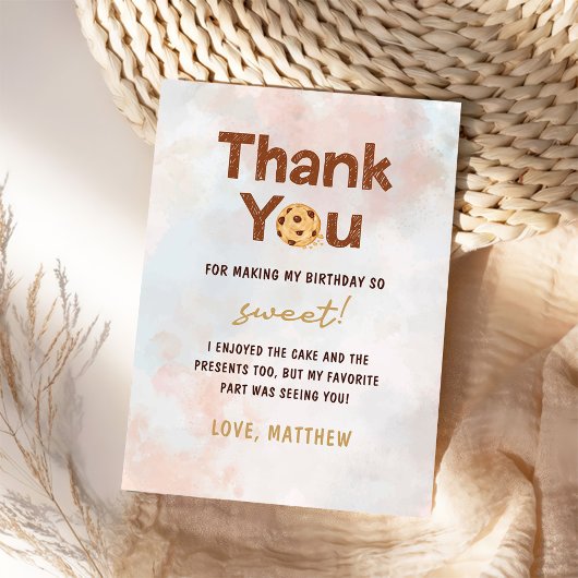 Cookie Boy Verjaardagsfeestje Bedankkaart