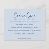 Cookie Care Instructions Blue Simple Typography Bedankkaart (Voorkant)