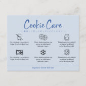 Cookie Care Instructions Dusty Blue Minimalist Bedankkaart (Voorkant)
