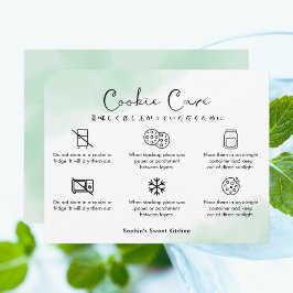 Cookie Care Instructions Mint Green Watercolor Bedankkaart