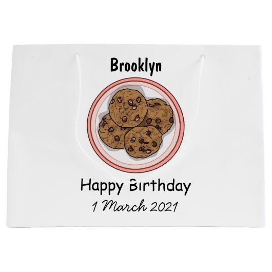 Cookie cartoon afbeelding chocolade chip groot cadeauzakje (Voorkant)