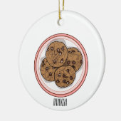 Cookie cartoon afbeelding chocolade chip keramisch ornament (Links)