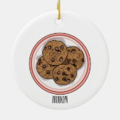 Cookie cartoon afbeelding chocolade chip keramisch ornament (Achterkant)