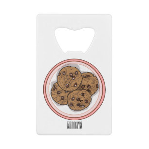 Cookie cartoon afbeelding chocolade chip kredietkaart flessenopener
