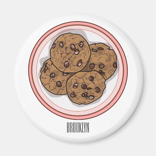Cookie cartoon afbeelding chocolade chip magneet (Voorkant)