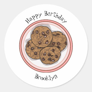 Cookie cartoon afbeelding chocolade chip ronde sticker